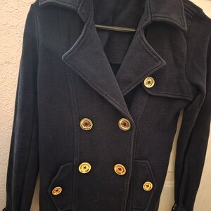 Michael Kors S/P  Black Double-Breasted Blazer with Gold Buttons